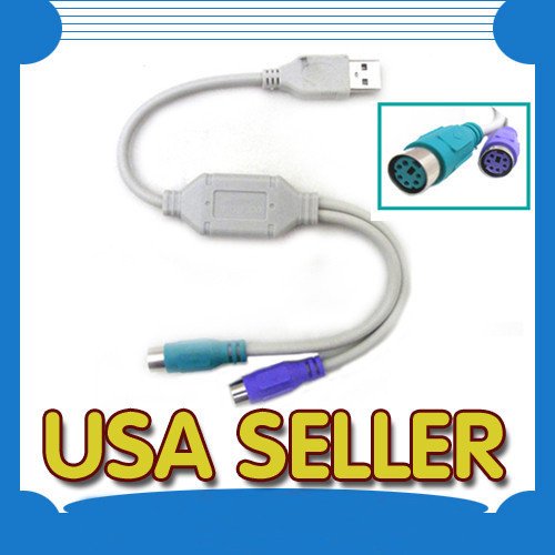 USB to PS/2 Cable adapter for keyboard & PS2 mouse