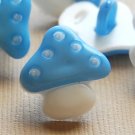 8 Blue Mushroom Shaped Sewing Buttons