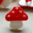8 Red Mushroom Shaped Sewing Buttons