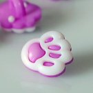 10 Purple Paw Print Sewing Buttons