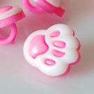 10 Pink Paw Print Sewing Buttons