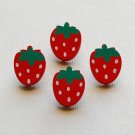 Kawaii Strawberry Wood Sewing Button Mix  - 4pcs