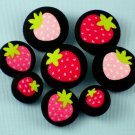 Strawberry Buttons for crafting and sewing - Fabric Covered Buttons - 8pcs