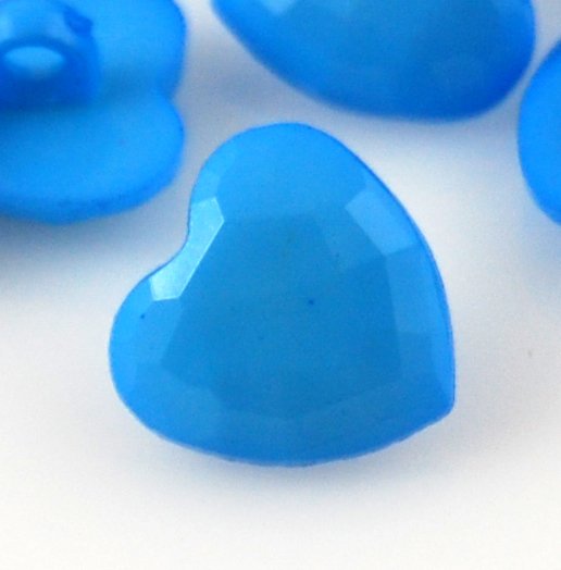 8 Blue Heart Shaped Buttons for Sewing