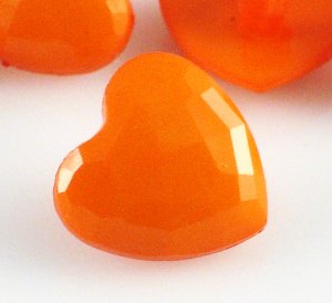 8 Orange Heart Shaped Buttons for Sewing