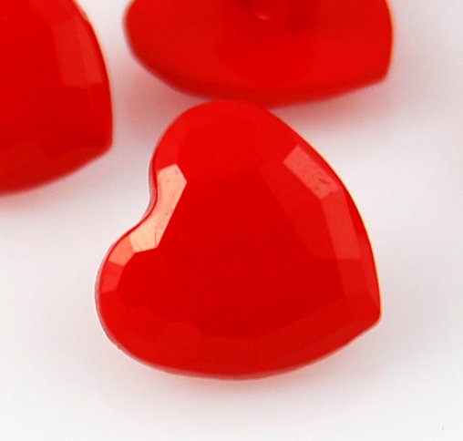 8 Red Heart Shaped Buttons for Sewing