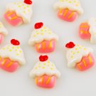 6 White Cupcake Resin Flatback