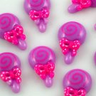 6 Purple Lollipop Resin Flatbacks