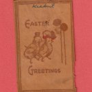 VINTAGE EASTER CHICKS EASTER GREETINGS LEATHER POSTCARD