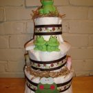 3 Tier Diaper Cake - Frog Bath Time