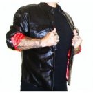 Mens lambskin leather RED LINED motorcycle biker riding shirt little joes ha leather