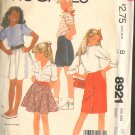 Girls Skirts Size 10 Waist 24 1/2 McCalls 8921 Sewing Pattern