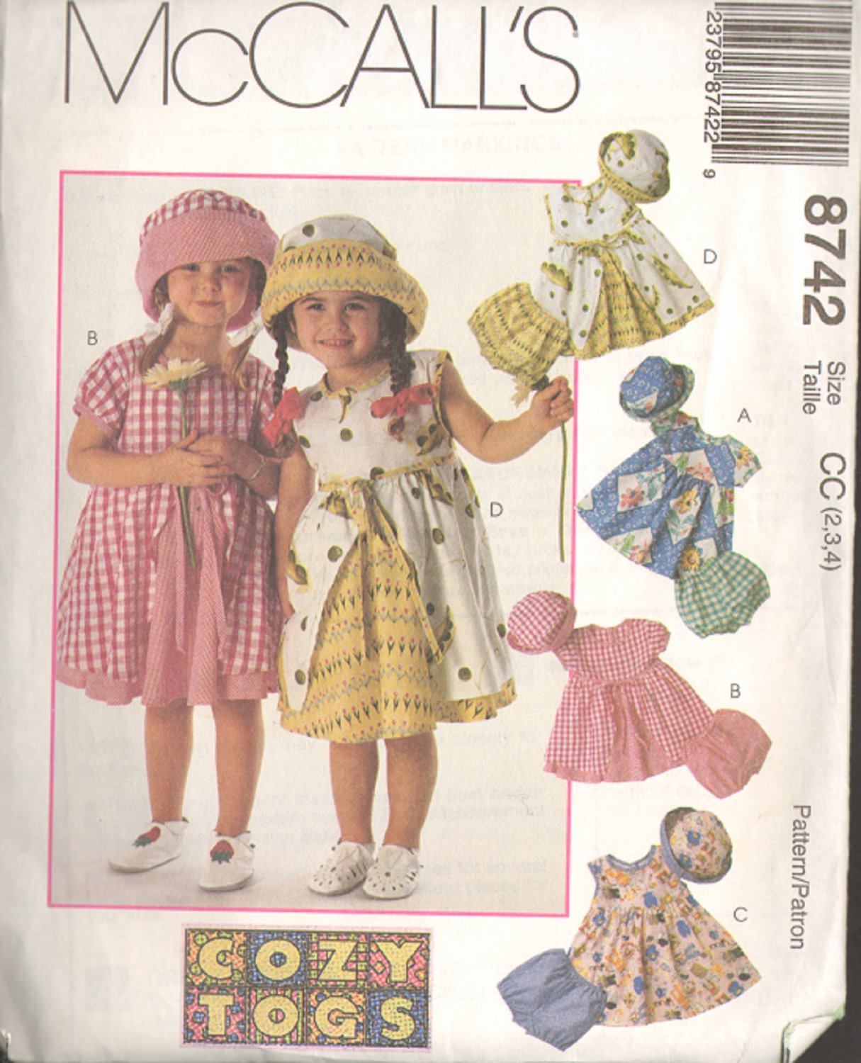 Toddlers Dress Hat Panties Size 2-4 McCalls 8742 Sewing Pattern