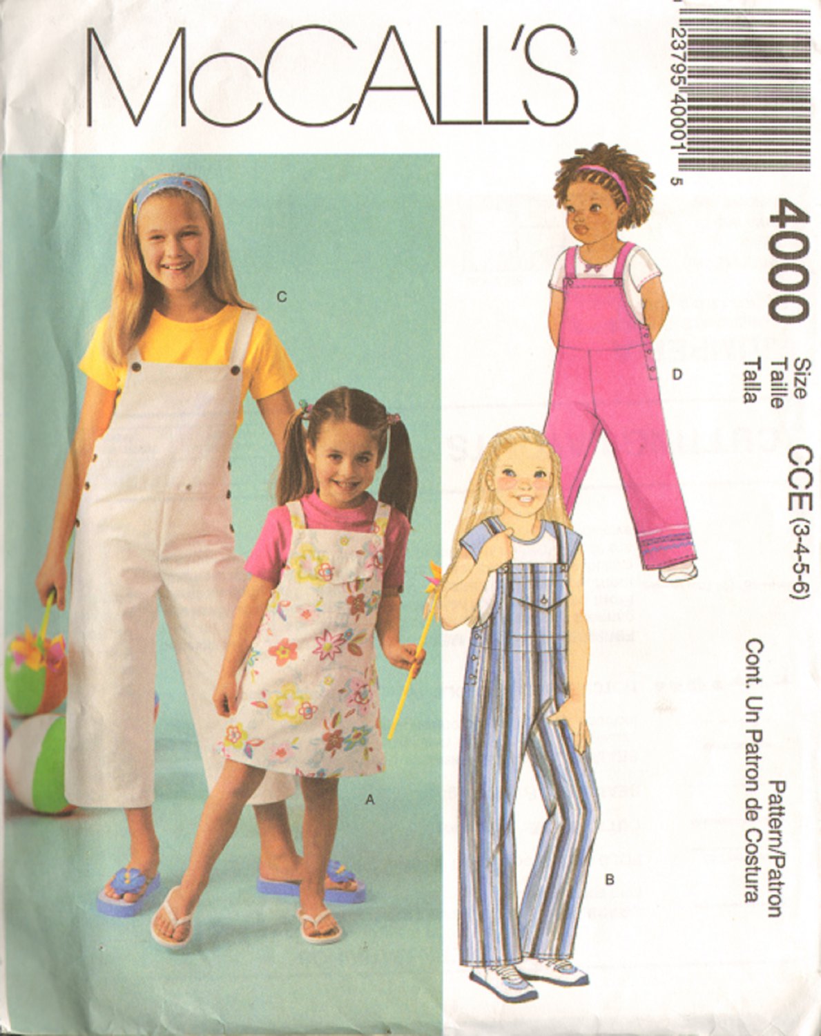 Girls Jumper and Jumpsuits Size 3-6 Mc Calls 4000 Sewing Pattern
