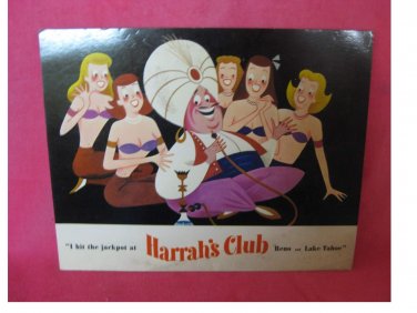 Vintage - Harrah's Casino Hotel Postcard with The Genie