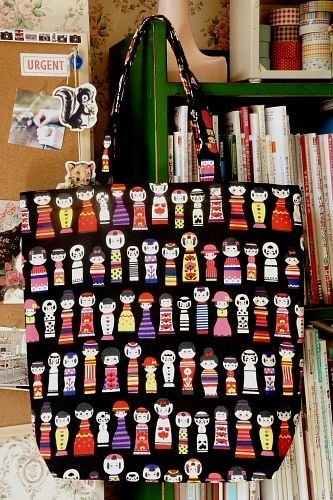 Free Shipping Japanese Kawaii Handmade ECO-Friendly Shopping Bag Tote - Kokeshi Doll