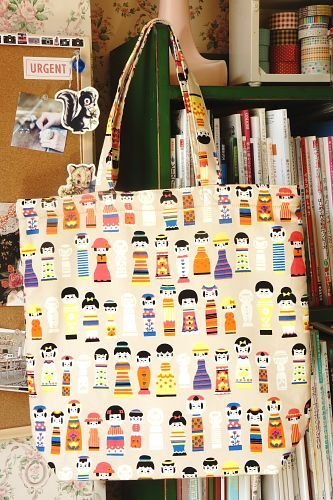 Free Shipping Japanese Kawaii Handmade ECO-Friendly Shopping Bag Tote - Kokeshi Doll