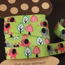 1.6cm x 5 Yards - kawaii Cotton Woven Jacquard Trim Ribbon - Green Elephant