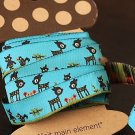 1.6cm x 5 Yards - kawaii Cotton Woven Jacquard Trim Ribbon - Blue Deer
