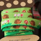 1.6cm x 5 Yards - kawaii Cotton Woven Jacquard Trim Ribbon - Green Hedgehog