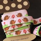 1.6cm x 5 Yards - kawaii Cotton Woven Jacquard Trim Ribbon - Pink Hedgehog