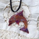 Amber Purple Dolphin Glass Pendant, Focal Bead, Lampwork