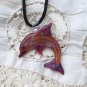 Amber Purple Dolphin Glass Pendant, Focal Bead, Lampwork