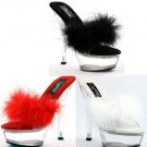 Shoes, Clear Heel & Platform Sandals-Red Feathers Sz. 8