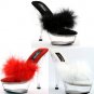 Shoes, Clear Heel & Platform Sandals-Red Feathers Sz. 8