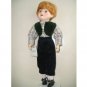 PORCELAIN  DOLL --RED HAIR--16" TALL  WITH  STAND