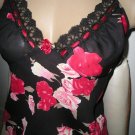 New w/Tag 2 pc Sexy Baby Doll PJ's-Black & Red Floral M