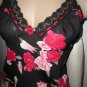 New w/Tag 2 pc Sexy Baby Doll PJ's-Black & Red Floral M