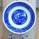 Vintage Glass  Blue Willow Berry Bowl Windchime, Wind Chime