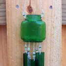 Green Glass Medicine Bottle Windchime, Wind Chime