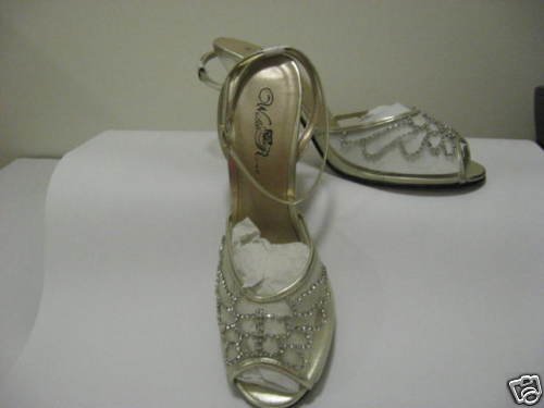 Ladies Light Gold Mesh Dress Wedding Shoes SIZE 9, New