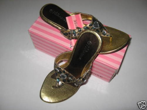 Ladies Leopard/Blue Thong Sandals by Paradise 9 & 10