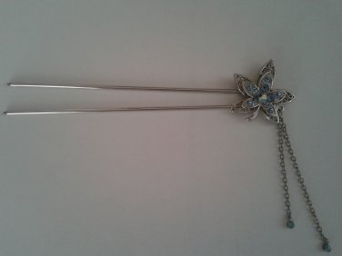 Blue flower hair pin