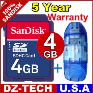 SanDisk 4GB SDHC SD HC Flash Memory Card 4 GB G 4G New + Reader \ SDSDBR-4096-PROMOTION