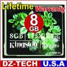 Kingston Elite Pro High Speed 133X 8GB CF Compact Flash Card New 8 G GB 8G \ CF-8GB133XBK-KS