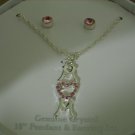 18" Pendant and Earring set (Pink Crystals)