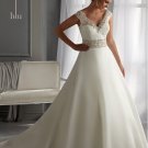 Dress Style 5261 Crystal Organza Wedding Gown with Embroidered Lace and Diamante Beading
