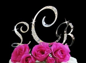 Crystal Accented Monogram Cake Topper Set