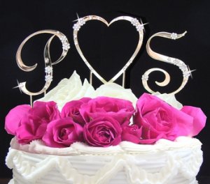 Initials & Heart Cake Topper Set