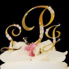 Gold Crystal Accented Monogram Cake
