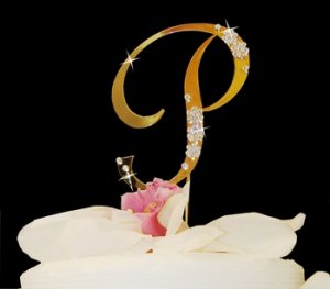 Gold & Crystal Accented Cake Topper