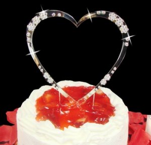 Single Heart Crystal Accented Cake Topper