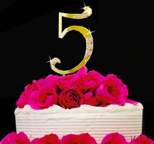 Number Crystal Accented Cake Topper
