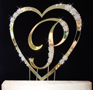 Single Heart with Large Letter Cake Topper Set