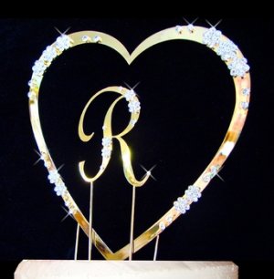 Single Heart with Small Letter Cake Topper Set
