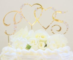Double Heart & Initials Crystal Accented